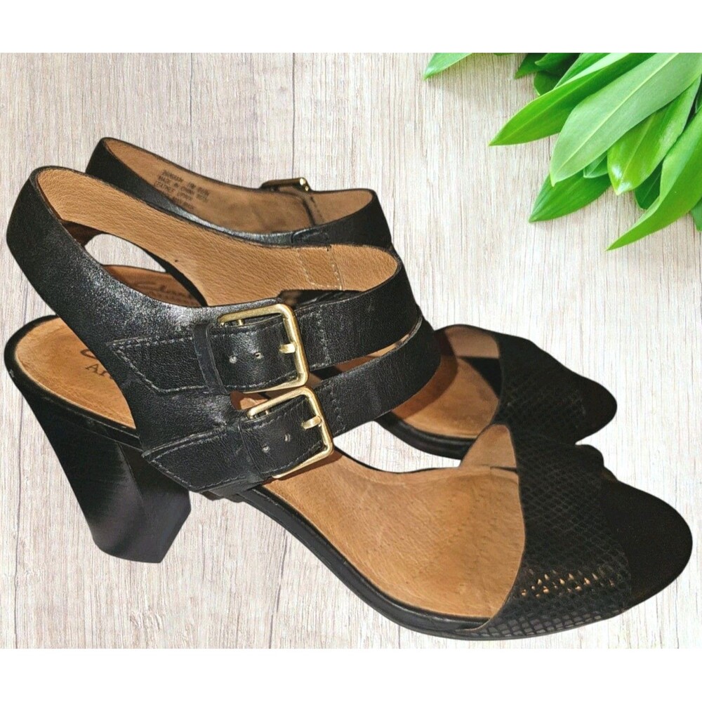 Clarks Artisan Block Heel Open Toe Double Buckle … - image 6